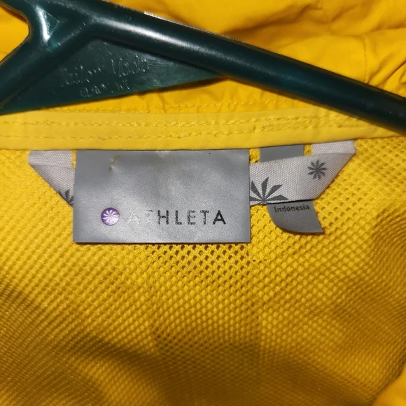 ATHLETA Outbound Anorak Classic Yellow Hooded Rain Jacket Women Sz S Cinch Back - Picture 4 of 7